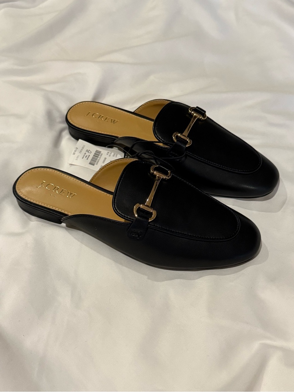 J. Crew Black Leather Bit-Detail Backless Loafer Mules